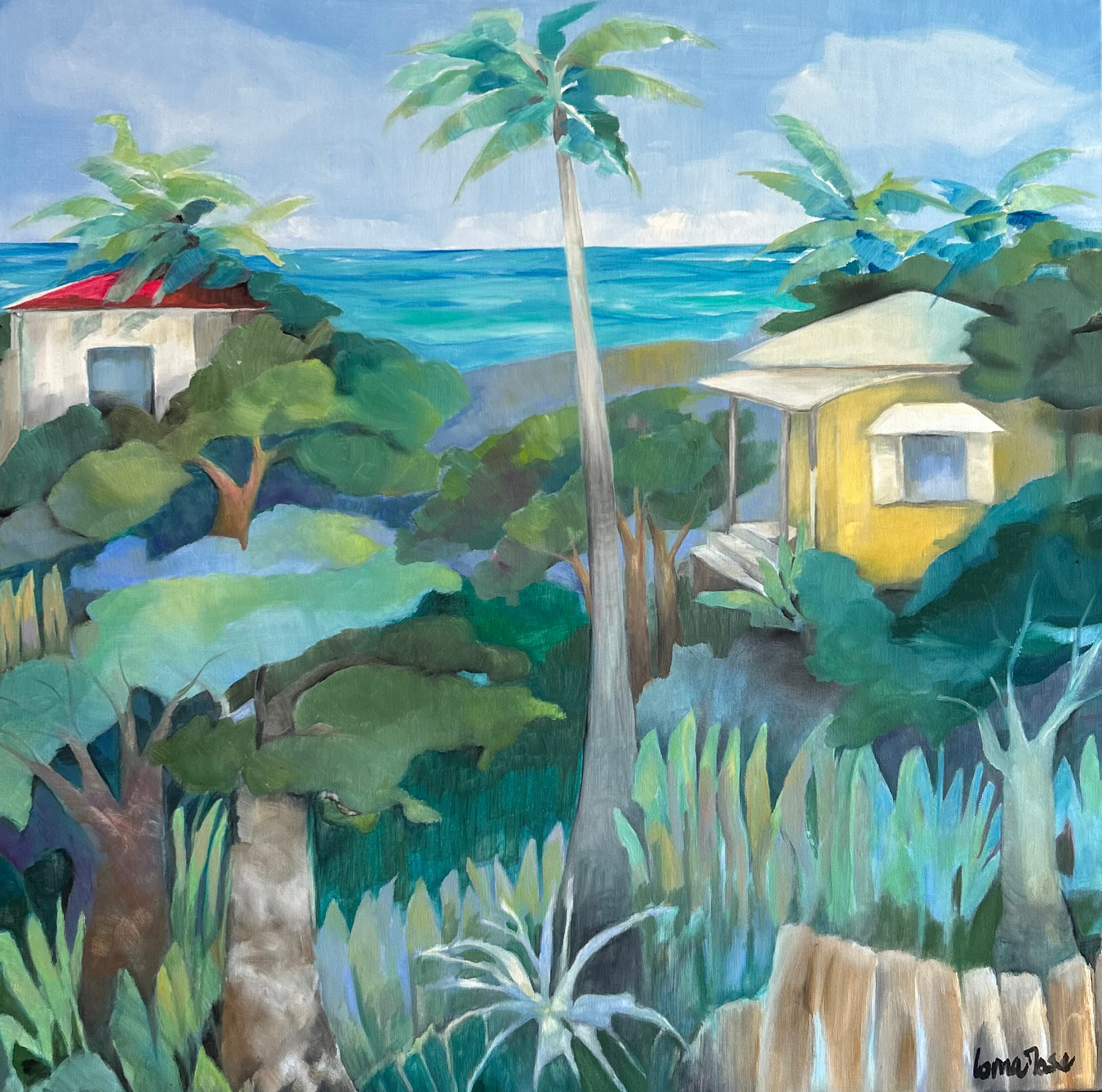 lornarose -barbados- Landscape Stories - Yellow House 30x30